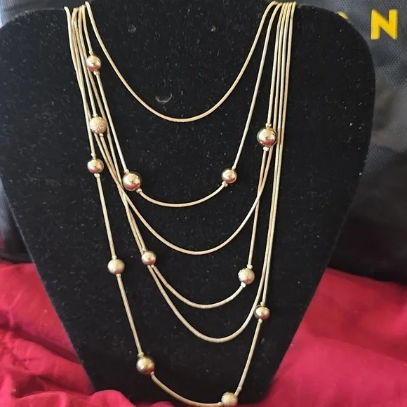 Elegant Gold Multi-Layer Necklace - Picture 2 of 2